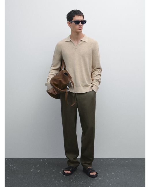 MASSIMO DUTTI Hose Im Regular-Fit Aus Reinem Leinen in White für Herren