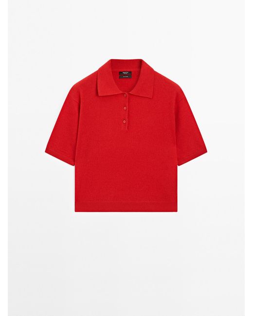 MASSIMO DUTTI 100% Kasjmier Tricot Trui Met Korte Mouw in het Red