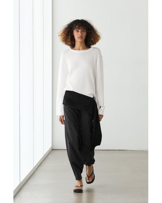 MASSIMO DUTTI White Mercerised Cotton Knit Sweater