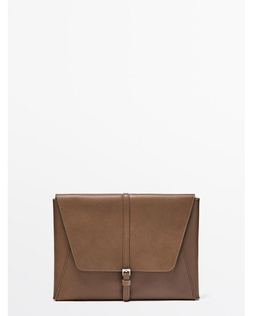 MASSIMO DUTTI Brown Nappa Leather Ipad Case