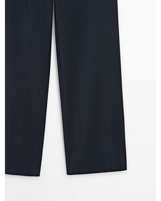 MASSIMO DUTTI Blue 100% Cool Wool Suit Trousers