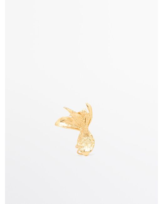 MASSIMO DUTTI White Ear Cuff With Flower Detail