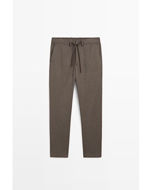 MASSIMO DUTTI Brown Wool Total Look Pants for men