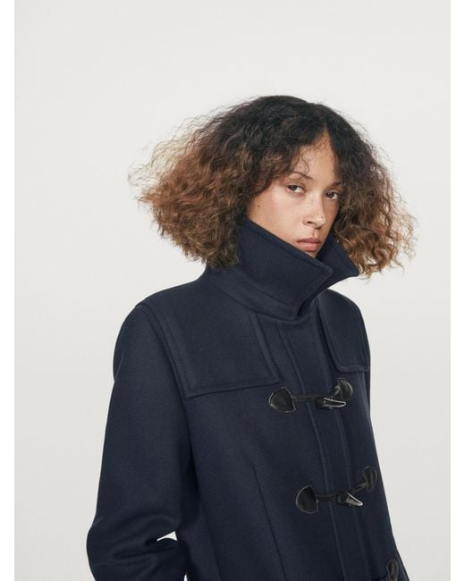 MASSIMO DUTTI Blue Long Coat With Toggles