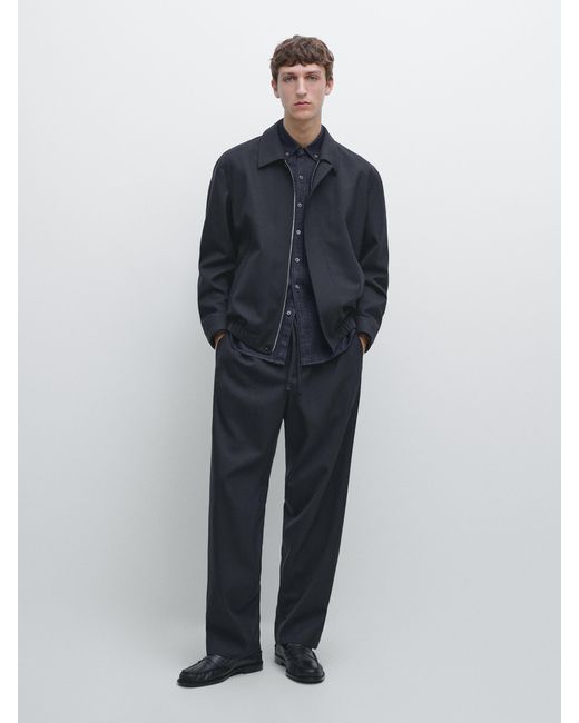 MASSIMO DUTTI Blue Cold Wool Total Look Jacket for men
