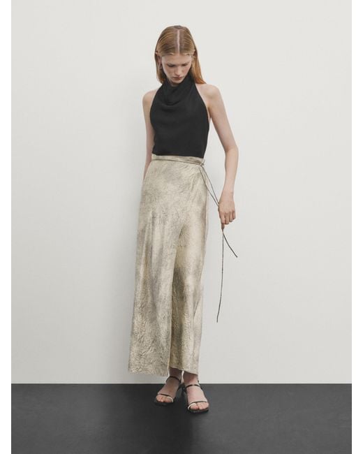 MASSIMO DUTTI Satin Lace Skirt in White | Lyst UK