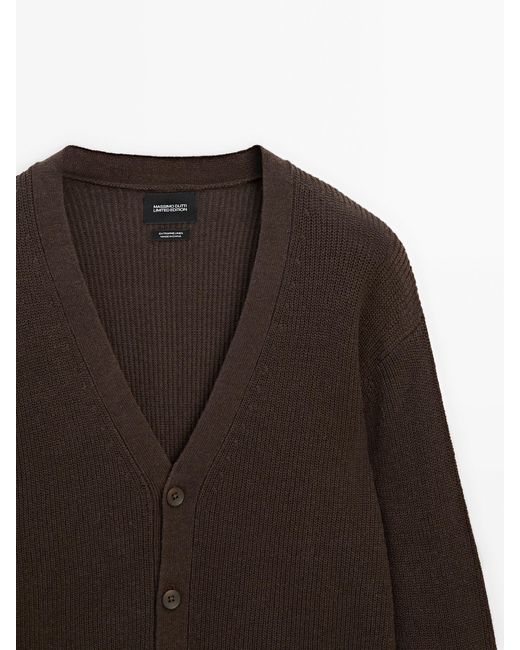 MASSIMO DUTTI Brown Knit Cardigan With Buttons for men
