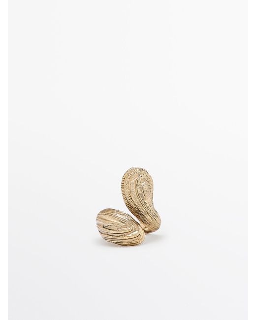 MASSIMO DUTTI Ring Met Structuur in het White