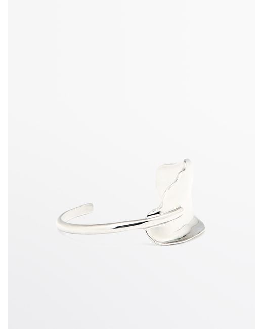 MASSIMO DUTTI White Wide Textured Bracelet