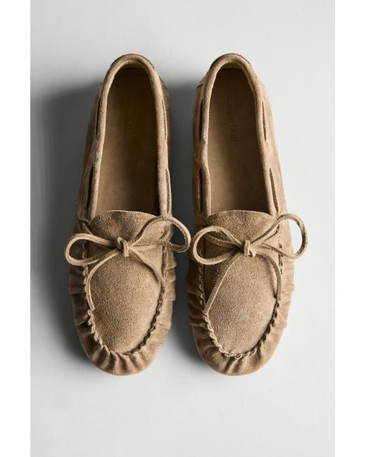 MASSIMO DUTTI Multicolor Soft Leather Loafers With Gathered Detail