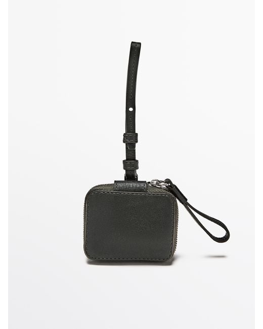 MASSIMO DUTTI Black Airpods Leather Case for men