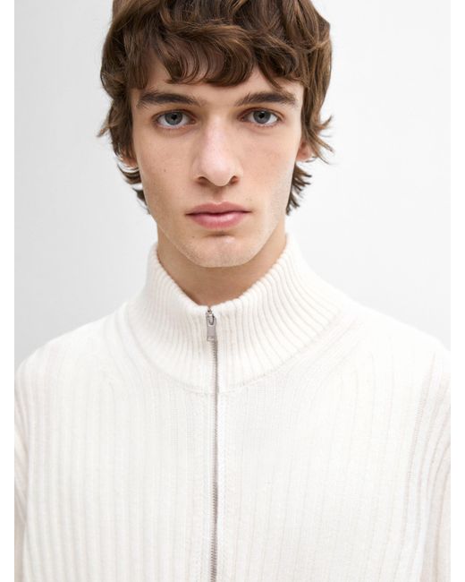Maglia Con Collo Mock di MASSIMO DUTTI in Natural da Uomo