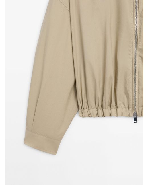 MASSIMO DUTTI Paper Touch Jacket With Pocket in Natural Lyst