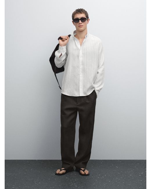 Camicia A Righe Regular Fit di MASSIMO DUTTI in Gray da Uomo