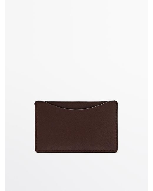 MASSIMO DUTTI Brown Nappa Leather Card Holder
