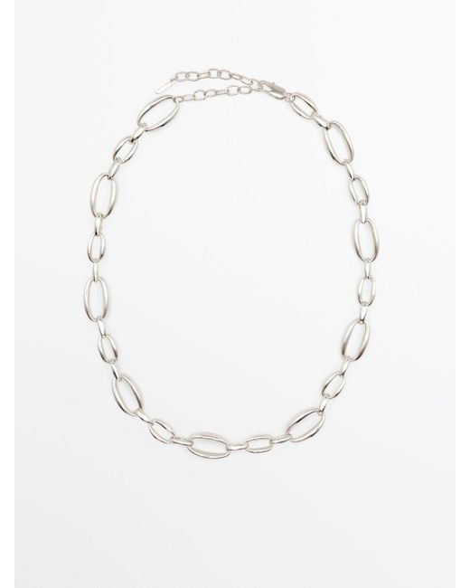 MASSIMO DUTTI Zilverkleurige Schakelketting in het White