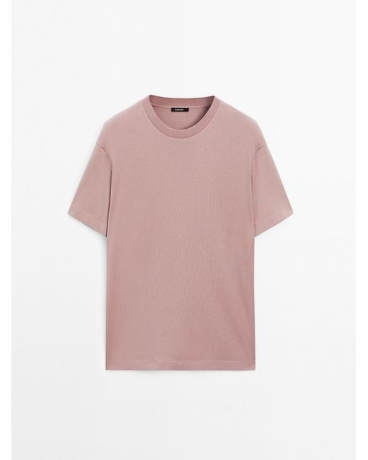 MASSIMO DUTTI 100% Katoenen T-Shirt Van Middelgroot Gewicht in het Pink voor heren