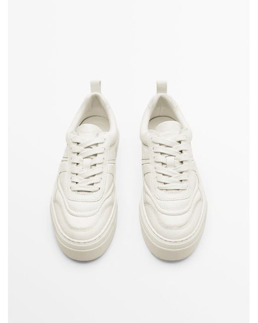 MASSIMO DUTTI Leather Trainers With Pieces in White Lyst