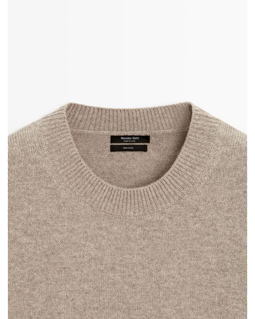MASSIMO DUTTI Natural Oversize Short Sleeve Wool Sweater