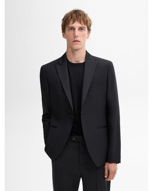 MASSIMO DUTTI Black Tuxedo Suit Blazer for men