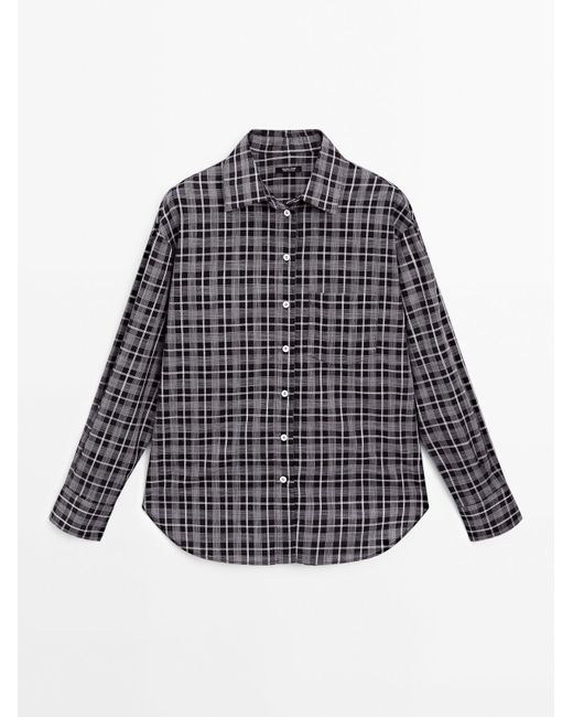 MASSIMO DUTTI 100% Katoenen Overhemd Met Dambordruit in het Multicolor