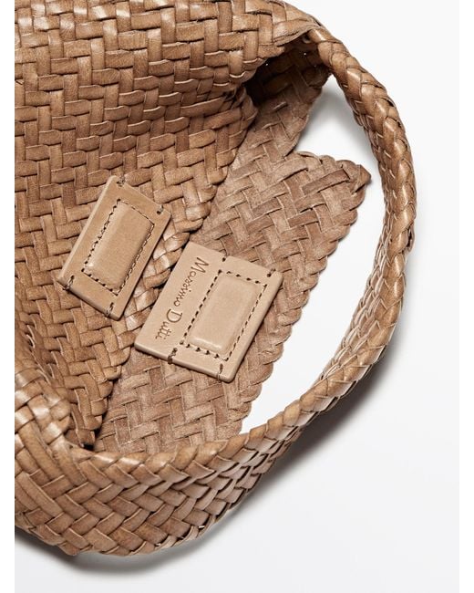 MASSIMO DUTTI Brown Woven Nappa Leather Mini Bag
