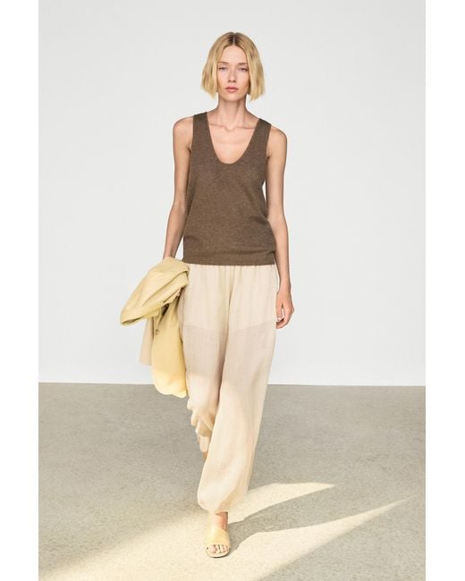 MASSIMO DUTTI Natural 100% Cashmere Knit Top