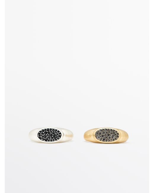 MASSIMO DUTTI White Shimmery Ring Set