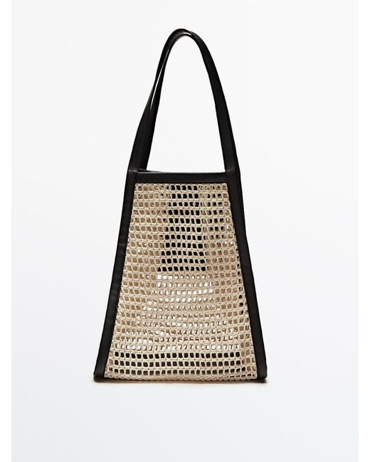 Maxi canvas shopper bag - Massimo Dutti