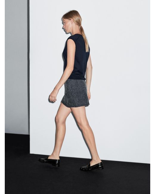 MASSIMO DUTTI White Textured Denim Mini Skirt