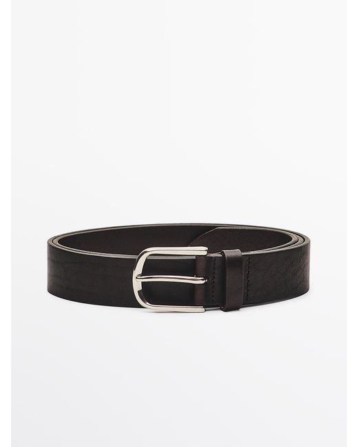 MASSIMO DUTTI Black Nappa Leather Belt for men