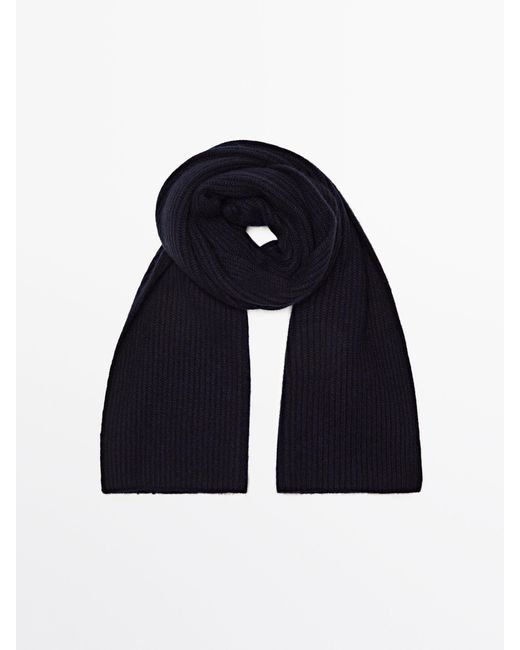 MASSIMO DUTTI Black 100% Cashmere Ribbed Scarf And Hat Set for men