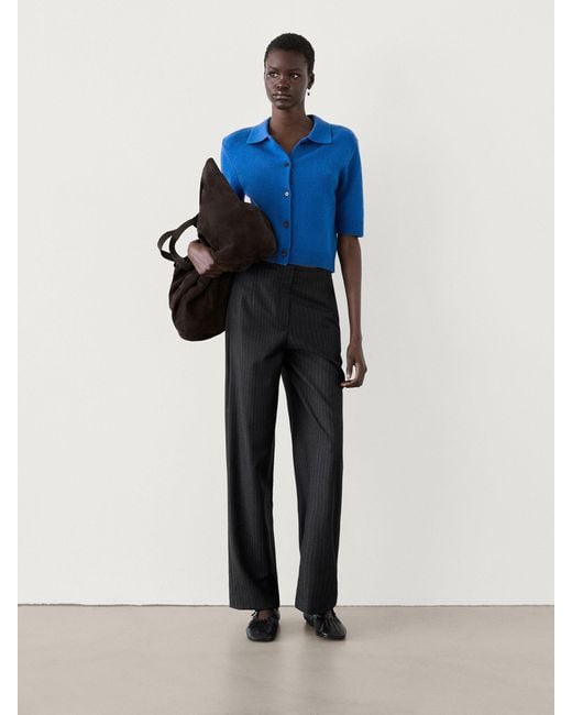 MASSIMO DUTTI Blue Knit Short Sleeve Co-Ord Cardigan