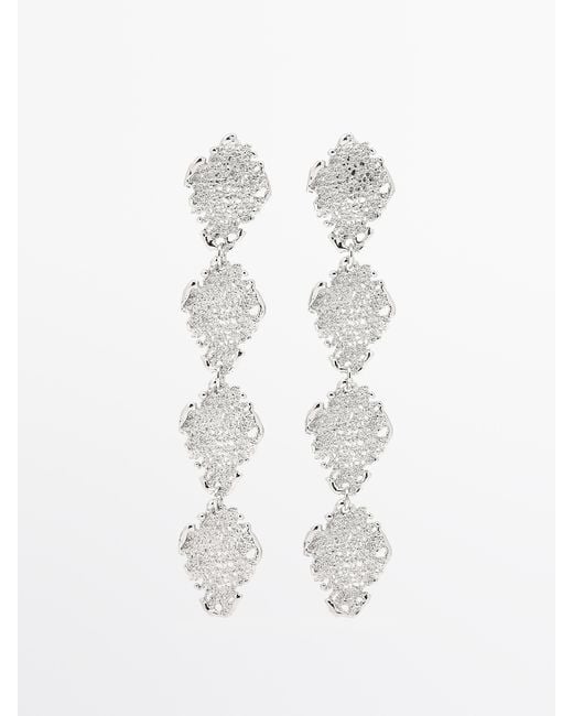 MASSIMO DUTTI White Long Lace Earrings
