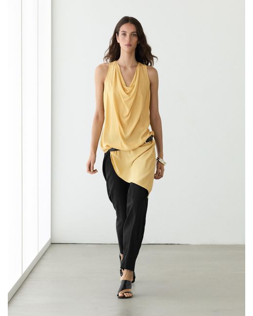 MASSIMO DUTTI White Long Flowing Asymmetric Top