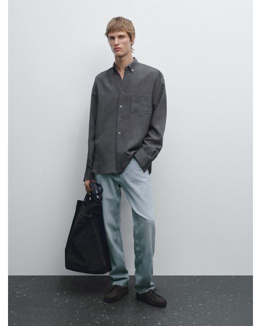 Camicia Morbida Regular Fit di MASSIMO DUTTI in Gray da Uomo