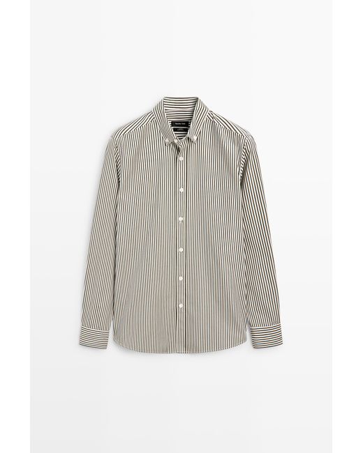 MASSIMO DUTTI Gestreept Regular Fit Popeline Overhemd in het Gray voor heren