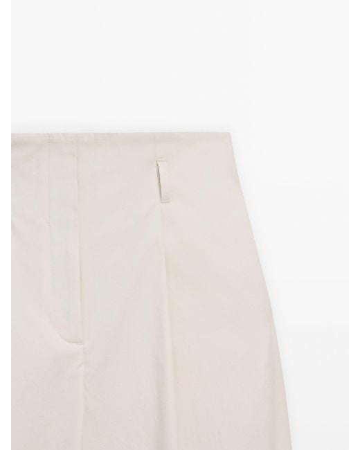 MASSIMO DUTTI White Paperbag High-Waist Trousers