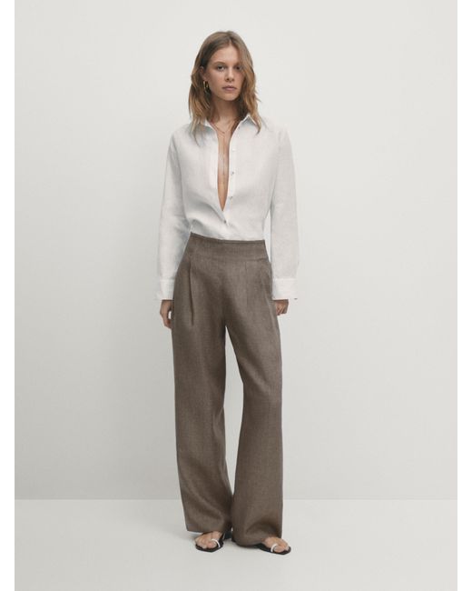 Pantalón Straight Fit 100% Lino MASSIMO DUTTI de hombre de color Multicolor