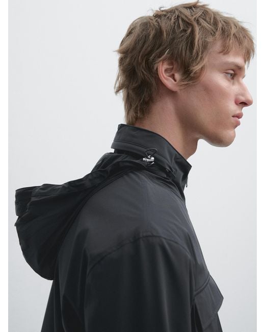 MASSIMO DUTTI Black Stretch Fabric Jacket for men