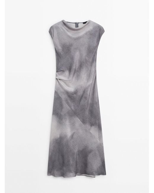 MASSIMO DUTTI Gray Ombré Print Midi Dress