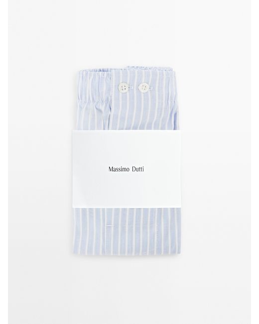 MASSIMO DUTTI Gray 100% Cotton Striped Boxers for men