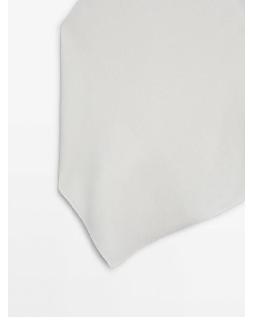 MASSIMO DUTTI White Asymmetric Linen Blend Top