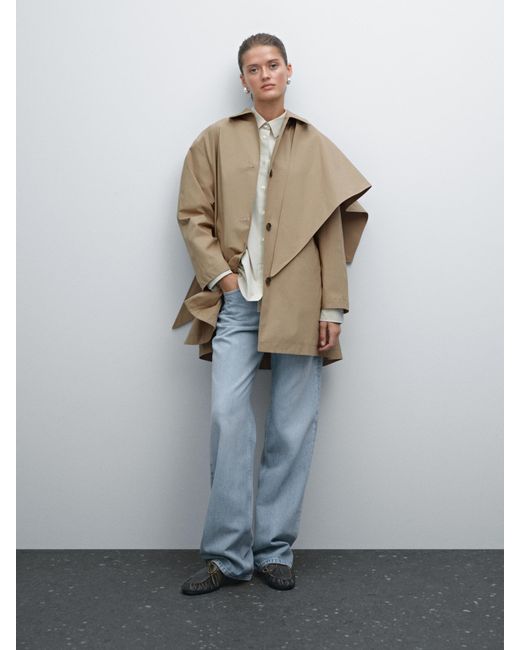 MASSIMO DUTTI Natural Trench Coat With Detachable Scarf Detail