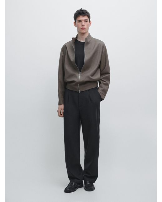 MASSIMO DUTTI Multicolor Relaxed Fit Darted Trousers With Wool for men