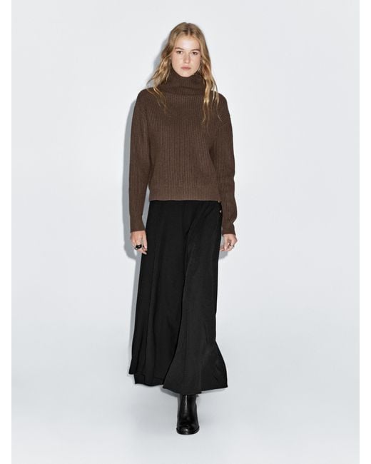 Falda Larga Vuelo Detalle Botones MASSIMO DUTTI de color Black