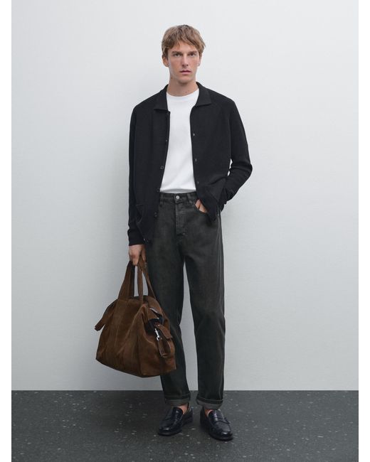 Cárdigan Punto 100% Algodón MASSIMO DUTTI de hombre de color Black