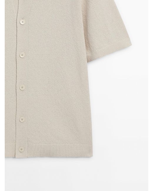 MASSIMO DUTTI White Short Sleeve Knit Cardigan for men