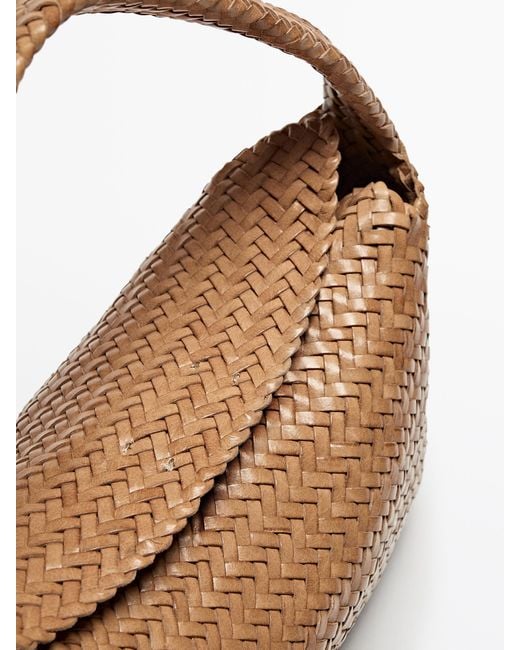 MASSIMO DUTTI Brown Woven Nappa Leather Bag