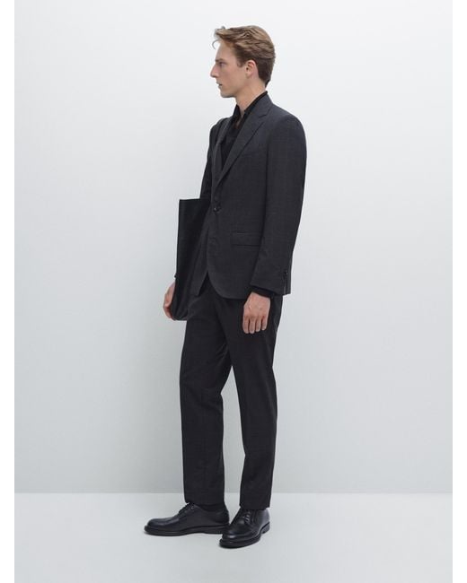 MASSIMO DUTTI Anzugjacke Aus 100 Wolle Mit Karomuster in Gray für Herren